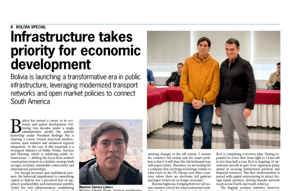 USA Today destaca la estrategia del Gobierno para posicionar a Bolivia como un centro logístico en la región