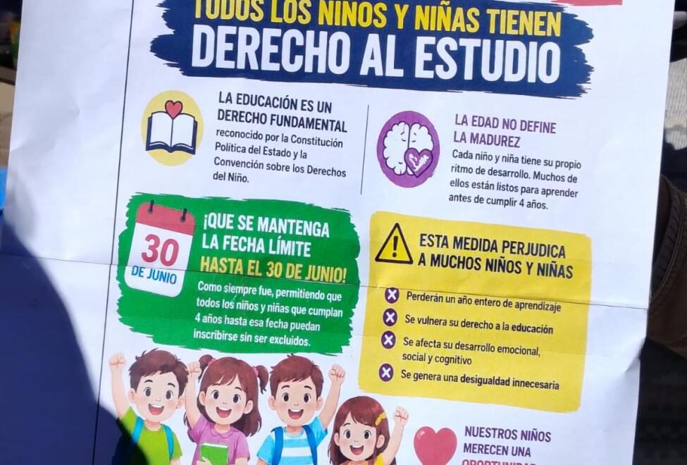Movilización de padres en Oruro demanda cambios en la edad de ingreso al nivel Inicial