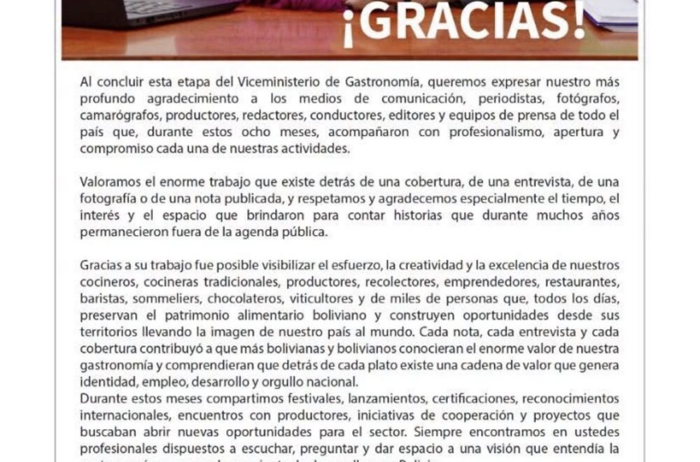 Cierre del Viceministerio de Gastronomía: Sumaya Prado se despide del sector