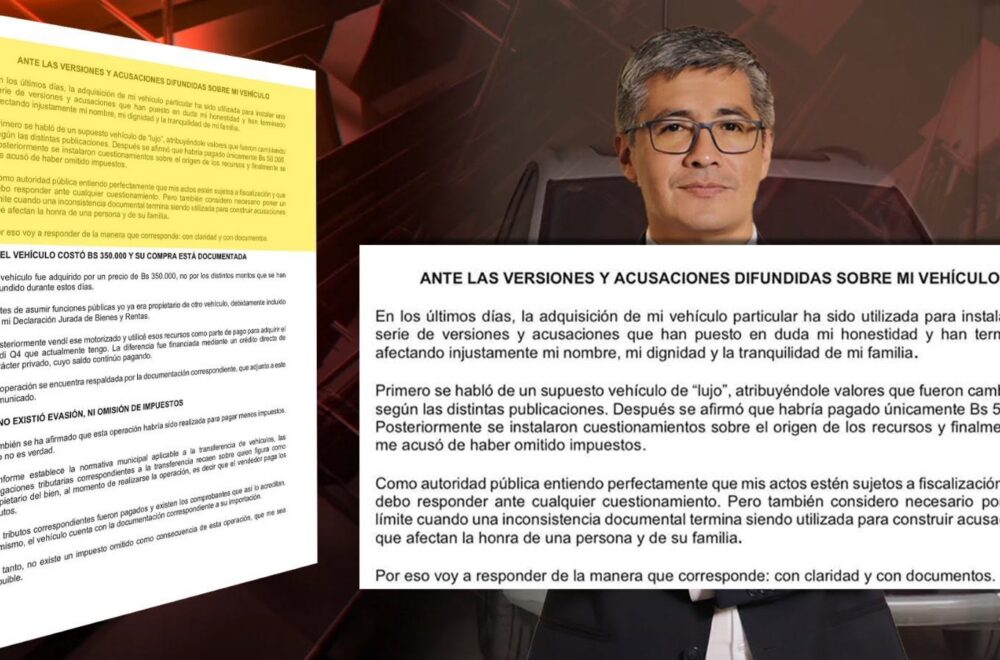 Espinoza aclara su situación fiscal tras polémica por compra de vagoneta