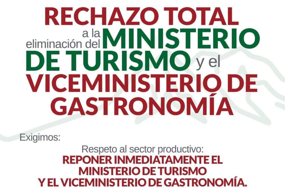 Rechazo de los gastronómicos ante la eliminación del Ministerio de Turismo y el giro del Gobierno