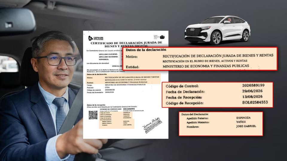 José Gabriel Espinoza actualiza su declaración ante la Contraloría tras controversia por su vagoneta