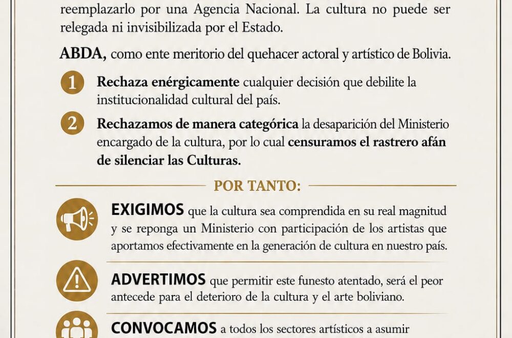 Aumento de la oposición ante la eliminación del Ministerio de Turismo, Culturas, Folklore y Gastronomía