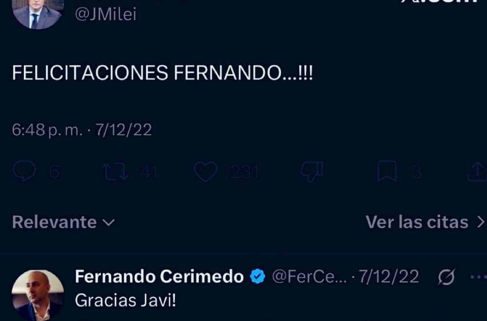 El nexo entre Milei y Cerimedo: de la admiración a la eliminación de tuits