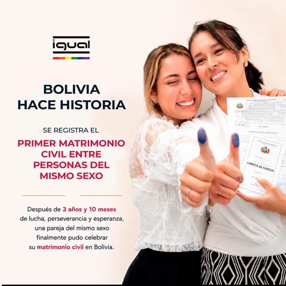 Un hito en la lucha por derechos: primer matrimonio civil entre mujeres en Bolivia