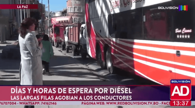 Crisis de diésel en La Paz: conductores enfrentan largas esperas y buses reducen sus salidas