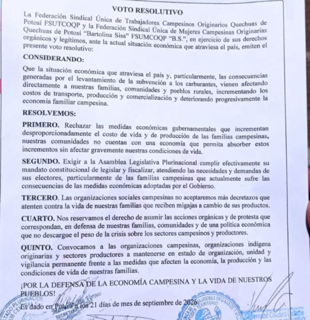 Organizaciones campesinas en alerta por eliminación de subsidio al diésel