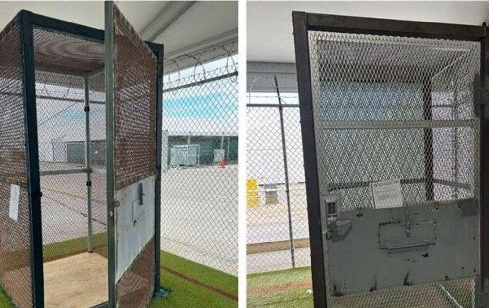 Migrantes confinados en jaulas en el infame 'Alcatraz de los caimanes' en Florida