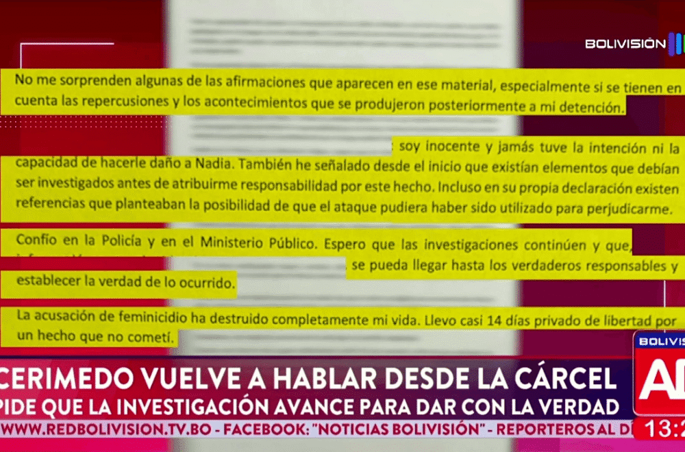 Cerimedo reclama por la continuación de la investigación desde la prisión